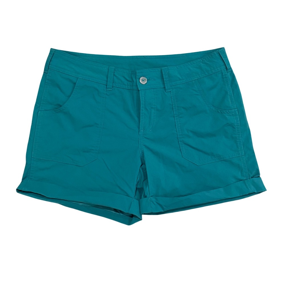 The North Face Womens Hiking Shorts Teal Green Cuffed Nylon Blend Size 6